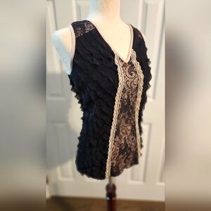 Black Lace & Ruffles Tank Top by Maurices